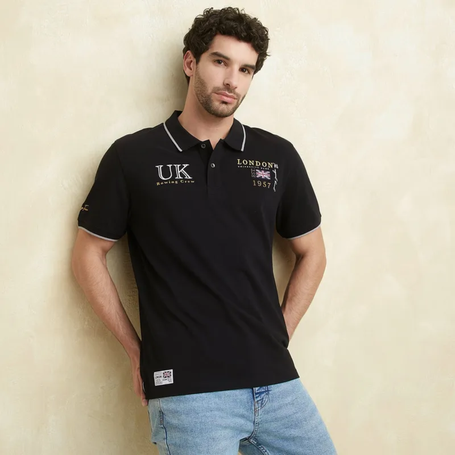 13 Camiseta polo Hombre Manga corta con Estampado Regular fit de Algodón UNIVERSITY CLUB - Image 1