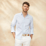 Camisa Hombre de Rayas Manga larga de Algodón Cascais.